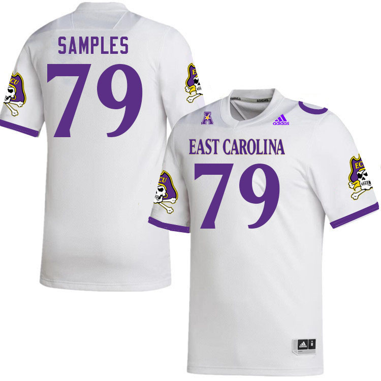 Men #79 Elisha Samples ECU Pirates 2023 College Football Jerseys Stitched-White